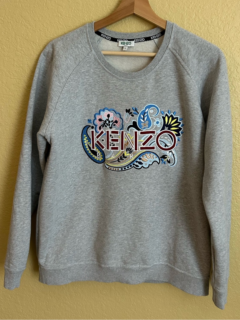Kenzo Gray Crewneck Graphic Sweatshirt